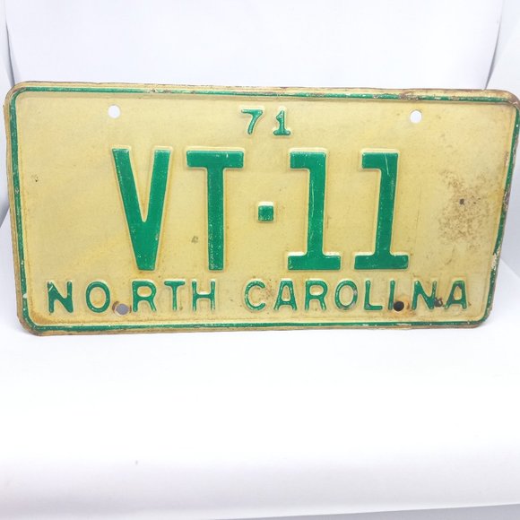 North Carolina 1971 License Tag--Low Number VT-11 - Picture 1 of 6